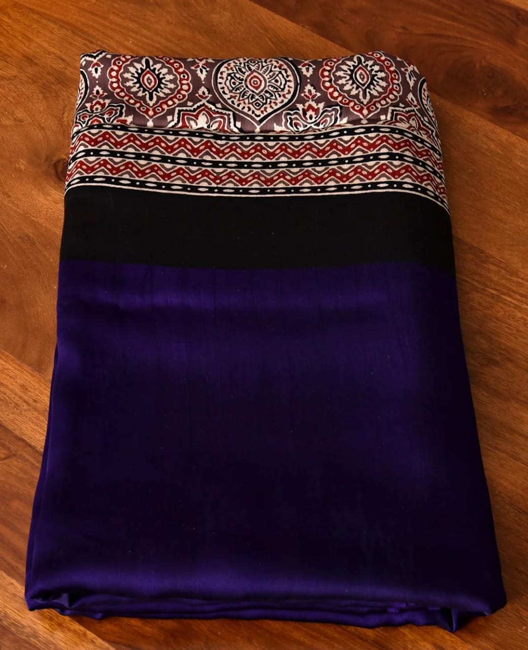 PURPLE COLOR AJRAKH SAREE.