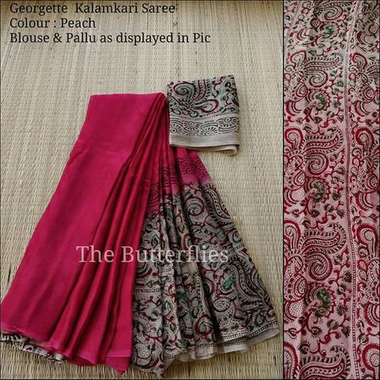 Stylish Peach Colour Digital Cotton Linen Printed Saree